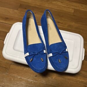 Michael Kors Blue Suede Flats with Bow Detail